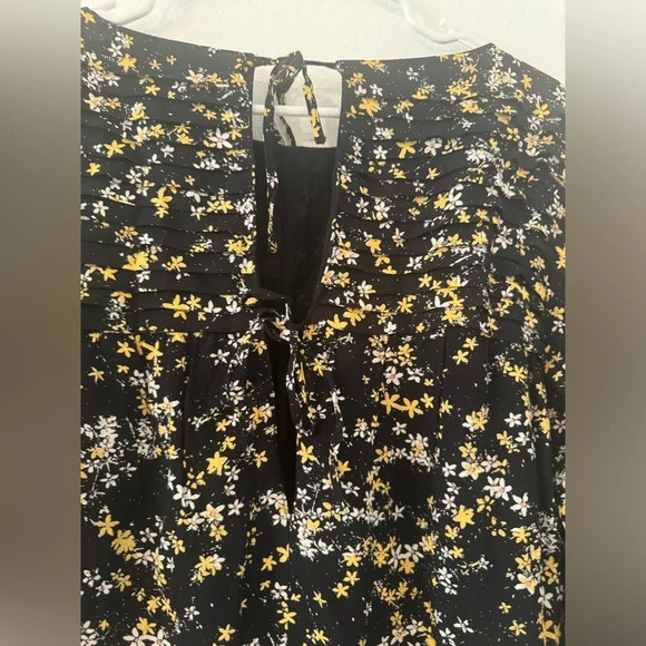 Free People Intimately Free Dessa Floral Bodysuit Black Balloon Sleeves Size Sm - Picture 10 of 14